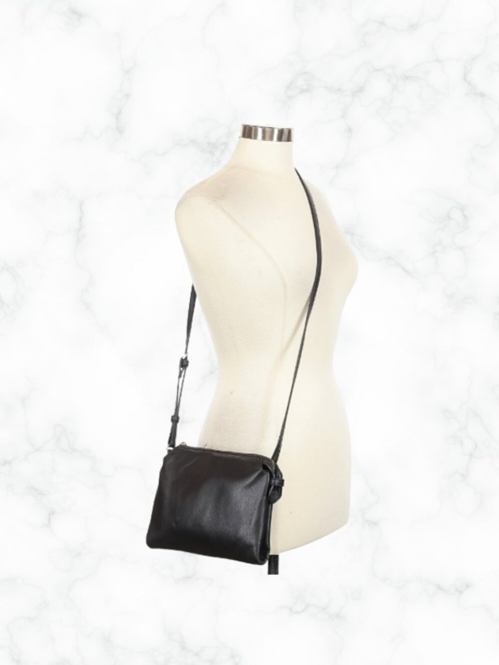 NWOT | A NEW DAY Black Faux Leather Crossbody Bag | Gold Hardware | 8x10"